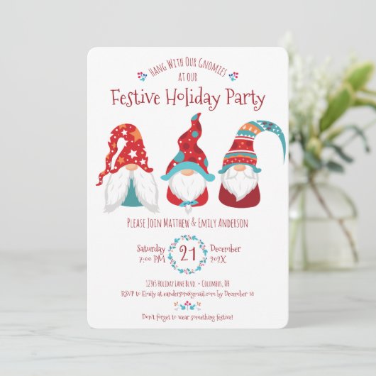 格言クリスマスホリデーパーティキュートおもしろいフェスティバル 招待状 (スタンド正面)