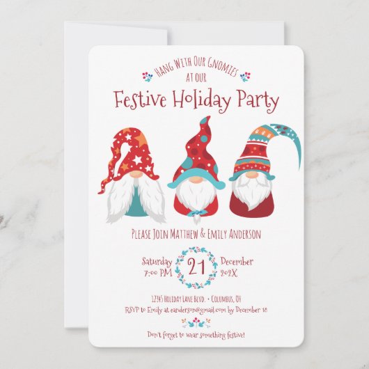 格言クリスマスホリデーパーティキュートおもしろいフェスティバル 招待状 (正面)