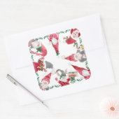 格言クリスマスホリデーレッドグレーキュートウォーター色 スクエアシール (封筒)