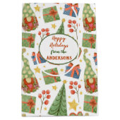 格言クリスマスラブパターン ミディアムペーパーバッグ (正面)