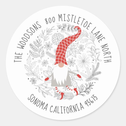 格言クリスマスリーフ差出人住所 ラウンドシール (正面)