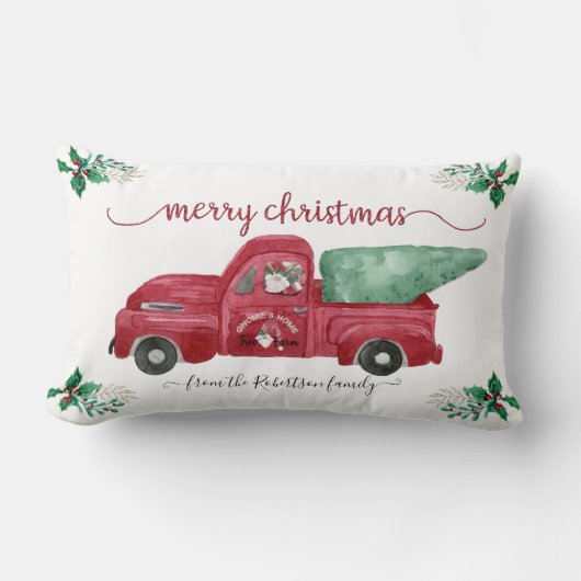 格言グノーミーツリーファームレッドトラックウォーターの色 ランバークッション (正面)