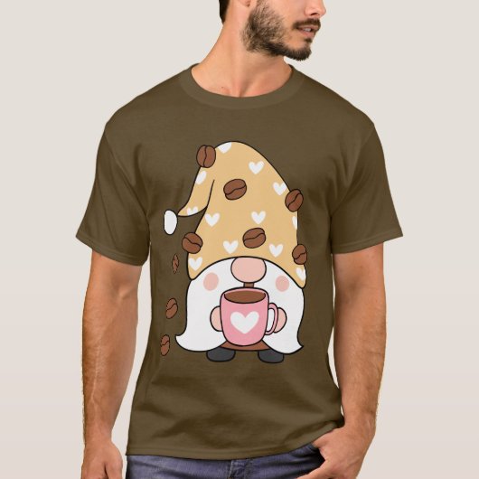 格言コーヒー好きコーヒー豆キャップとハート Tシャツ (正面)