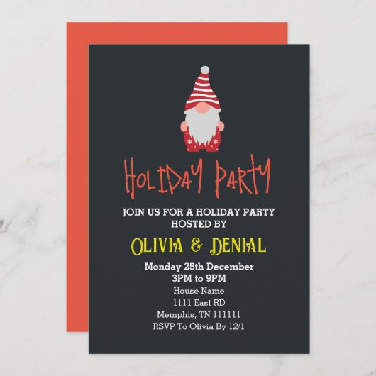 格言サンタクリスマスホリデーパーティー招待状 シーズンカード (正面/裏面)