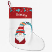 格言シンプルリーフ縁どホリーナグリー スモールクリスマスストッキング (正面)