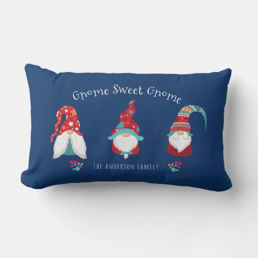 格言スウィート格言キュートおもしろいモダンホリデー小妖精や小人ブルー ランバークッション (正面)