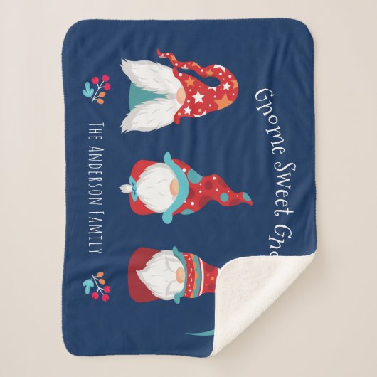 格言スウィート格言キュートモダンホリデー小妖精や小人ネイビー シェルパブランケット (正面)