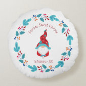 格言スウィート格言キュートモダン小妖精や小人フローラリース ラウンドクッション (裏面)