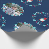 格言スウィート格言フローラカスタムリースフォトブルー ラッピングペーパー (角)