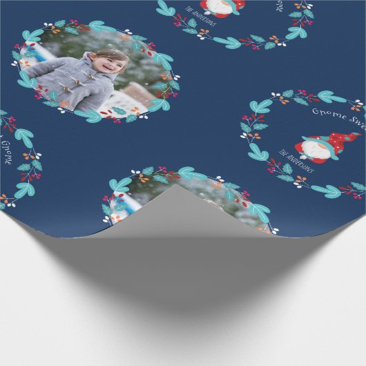 格言スウィート格言フローラカスタムリースフォトブルー ラッピングペーパー (角)