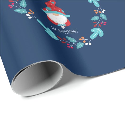 格言スウィート格言フローラカスタムリースフォトブルー ラッピングペーパー (ロールコーナー)