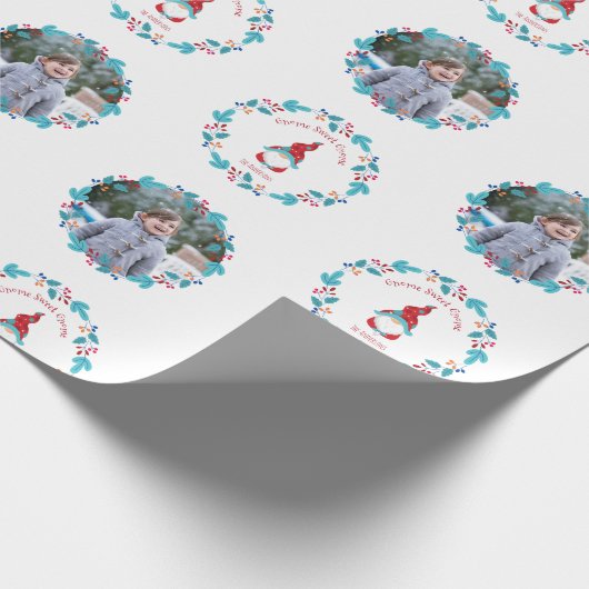 格言スウィート格言フローラリースかわいいカスタム写真 ラッピングペーパー (角)