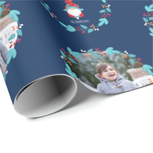 格言スウィート格言フローラリースブルーカスタム写真 ラッピングペーパー (ロールコーナー)