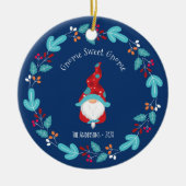 格言スウィート格言小妖精や小人フローラリースフォトブルー セラミックオーナメント (正面)