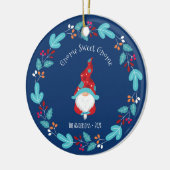 格言スウィート格言小妖精や小人フローラリースフォトブルー セラミックオーナメント (左)