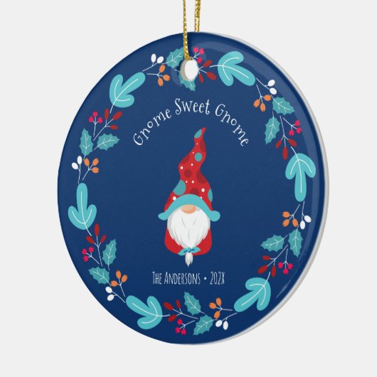 格言スウィート格言小妖精や小人フローラリースフォトブルー セラミックオーナメント (左)