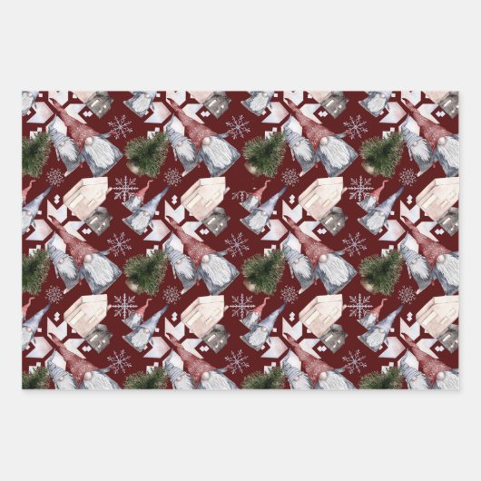 格言スカンジナビア北欧ウォーターカラークリスマス ラッピングペーパーシート (正面3)