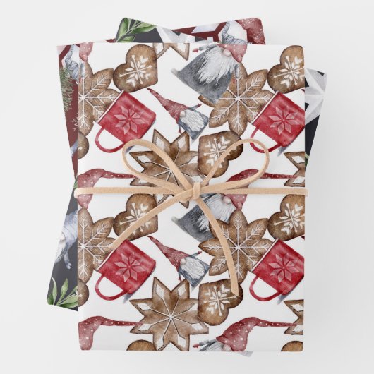 格言スカンジナビア北欧ウォーターカラークリスマス ラッピングペーパーシート (インサイチュ)