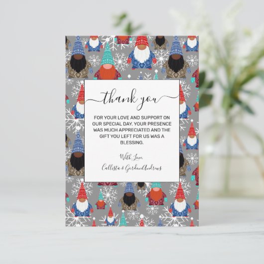 格言スノーフレークイラストレーションクリスマスパターン サンキューカード (スタンド正面)