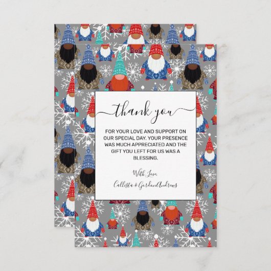 格言スノーフレークイラストレーションクリスマスパターン サンキューカード (正面/裏面)