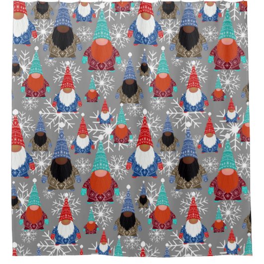 格言スノーフレークイラストレーションクリスマスパターン シャワーカーテン (正面)