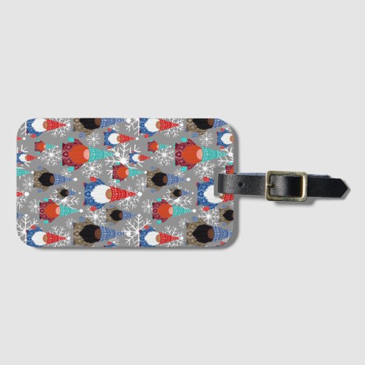 格言スノーフレークイラストレーションクリスマスパターン ラゲッジタグ (正面横)