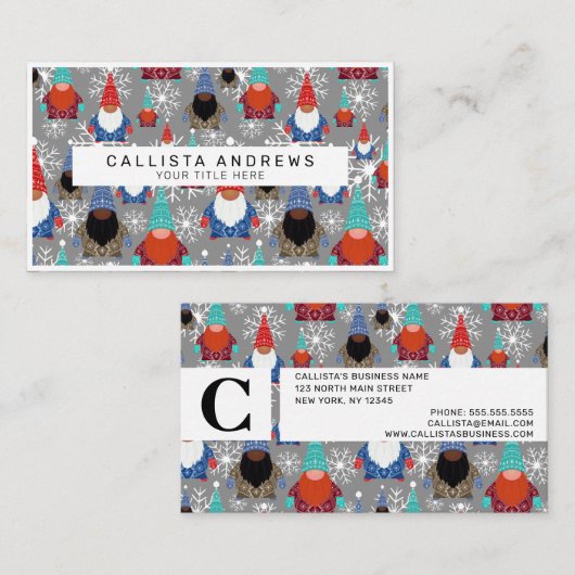 格言スノーフレークイラストレーションクリスマスパターン 名刺 (正面/裏面)