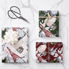 格言スノーフレークフェスティバル北欧クリスマスパターン ラッピングペーパーシート