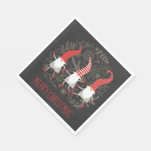 格言ズお洒落メリークリスマスレッドブラック スタンダードランチョンナプキン (角)