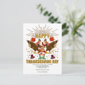 格言ダビングターキーズ感謝祭招待状 ポストカード (スタンド正面)