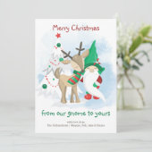 格言トナカイとクリスマスお洒落の木 シーズンカード (スタンド正面)