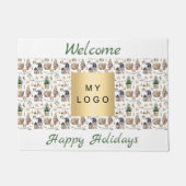 格言ノルディックスタイルビジネスロゴhappy holidays ドアマット (正面)