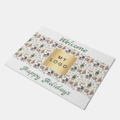格言ノルディックスタイルビジネスロゴhappy holidays ドアマット (アングル)