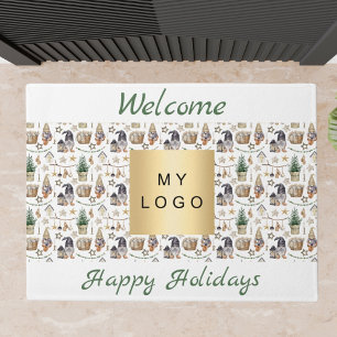 格言ノルディックスタイルビジネスロゴhappy holidays ドアマット