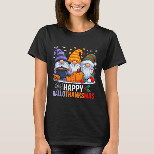 格言ハロウィーン感謝祭クリスマスハッピーホール Tシャツ (正面)