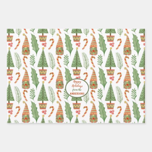 格言ハートビレッジクリスマスパターン ラッピングペーパーシート (正面)