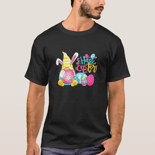 格言バニーウサギエッグス狩りハッピーイースターデーF Tシャツ (正面)