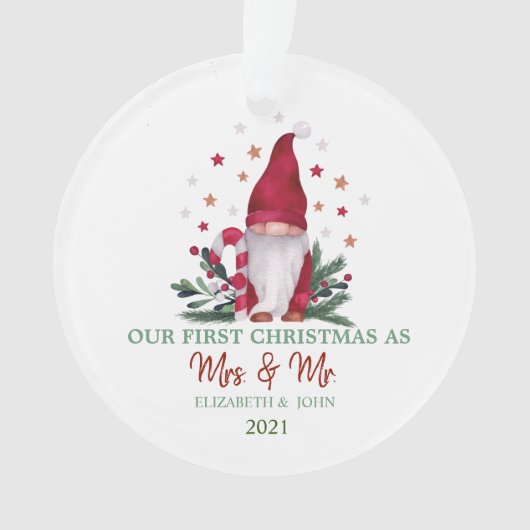 格言パインツリーブランチ私たちの初めてのクリスマス オーナメント (正面)