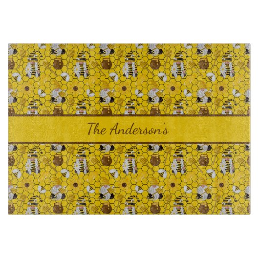 格言パーソナライズされたイエローサンフラワーズビーズハニー カッティングボード (正面)