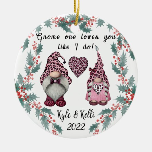 格言パーソナライズされたカップルのクリスマス セラミックオーナメント (正面)
