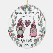 格言パーソナライズされたカップルのクリスマス セラミックオーナメント (左)