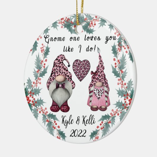 格言パーソナライズされたカップルのクリスマス セラミックオーナメント (左)