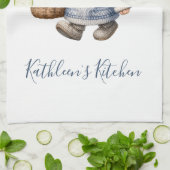 格言パーソナライズされたダイズ白い黄色の花 キッチンタオル (折り畳み)