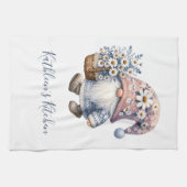 格言パーソナライズされたダイズ白い黄色の花 キッチンタオル (横)