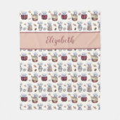 格言パーソナライズされたベーキングカップケーキドーナツトレンディー フリースブランケット (正面)