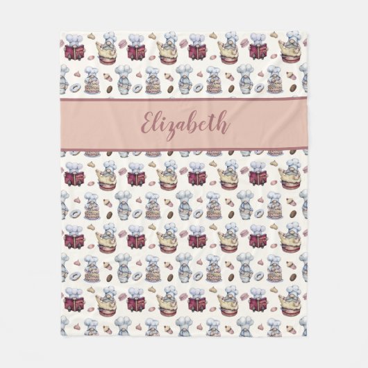 格言パーソナライズされたベーキングカップケーキドーナツトレンディー フリースブランケット (正面)