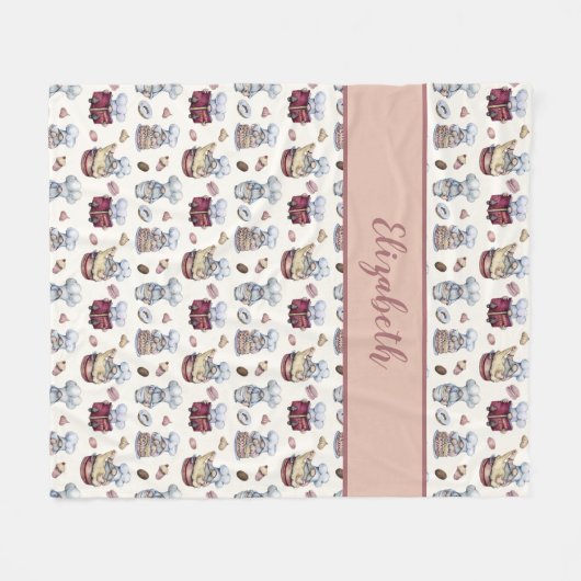 格言パーソナライズされたベーキングカップケーキドーナツトレンディー フリースブランケット (正面(横))