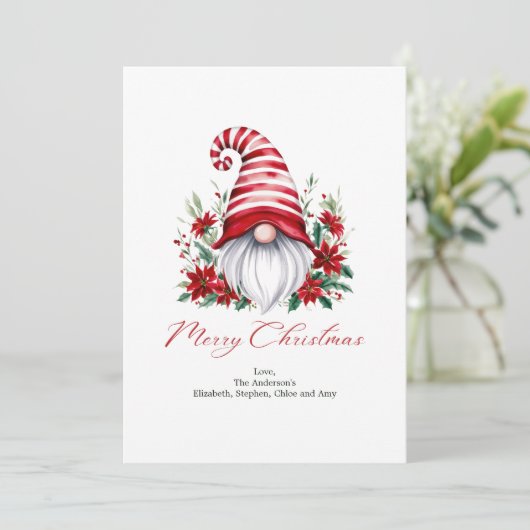 格言パーソナライズされたポインセチア赤白クリスマス シーズンカード (スタンド正面)
