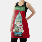 格言パーソナライズされたレッドグリーンクリスマスホリデー エプロン (インサイチュ)