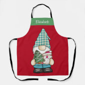 格言パーソナライズされたレッドグリーンクリスマスホリデー エプロン (正面)